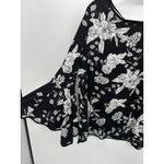 MSK Womens Black Floral Top Size XL Bell Sleeve Boho Whimsigoth Dark Fairy Photo 2
