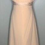 Alfred Angelo Champagne Chiffon Overlay Formal Prom Hi/Lo Strapless Dress M Photo 0