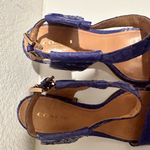Coach Lexey Leather Snakeskin Chunky Open Toe Sandals Deep Marine Blue Size 8 Photo 4