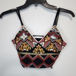 ZARA  crop top black with embroidered pattern Photo 0