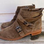 Bleecker and Bond  Kelsey tan suede buckle strap ankle booties 8.5M Photo 3