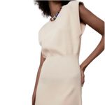 ZARA Rib Knit Structured Dolman Sleeves Banded Waist Mini Dress in Cream Photo 2