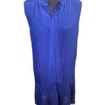 DKNY  Blue Sleeveless Tie-Neck Pleated Shift Dress – Elegant Style Photo 0