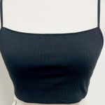 Aerie  Black Beach Daze Ribbed Lace Cropped Rose Gold Rings Bra Top Small NWT Photo 1