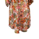 Billabong  Floral Smocked Off Shoulder Mini Dress Orange Pink Green Womens Medium Photo 3