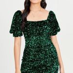 Altar'd State Dress Black emerald Green Sequins Mini Square Neck Holiday party Photo 0