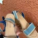 MATISSE Blue Denim Ankle Strap Espadrille Heels Wedges Bohemian Size 9 Beach Photo 5
