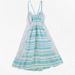 Moulinette Soeurs Blue White Striped Lace Inset Fit & Flare Midi Dress Size 6 Photo 10