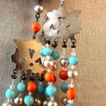 Blue Orange beaded triple strand vintage necklace Photo 4