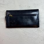 Coach Black Leather Trifold Wallet Clutch Coin Zip Pocket Photo 1