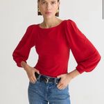 J.Crew  Red Matte Jersey Puff Sleeve T-Shirt Size XS Photo 0