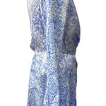 ASOS  DESIGN High neck twist front Blue &  White snake draped Dress Size 4 Photo 1