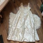 Lulus LULU’S Immaculate Elegance Cream Jacquard Lace-Up Midi Dress Photo 4