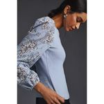 Anthropologie NWOT  DOLAN Lace Puff-Sleeve Top Blue Size L Long sleeve Photo 2