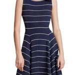 Alice + Olivia  Bolton Sleeveless Navy Stripe Fit And Flare Dress MEDIUM Photo 0
