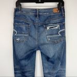 American Eagle  Tomgirl Distressed Jeans Dark Wash Sz 0 Relaxed Straight Boho Photo 9