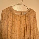 Gianni Bini Puff Sleeve Blouse Tan Pink Floral Photo 2