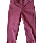 J.Jill Women’s red cropped rolled raw edge cuff mid rise denim jeans size 12 Photo 1