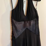 Vintage SL Fashions Dress Y2K Halter V Neck Babydoll Satin Chiffon 8 Black Size M Photo 2