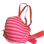 Victoria's Secret Victoria’s Secret Red Pink Stripe Lined Perfect Coverage Bra 34DD Sexy Photo 1