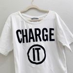 Moschino  luxury white Tshirt charge it graphic size medium Photo 2