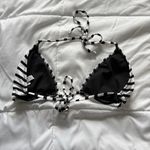 Becca Womens Size Large String Bikini Top Black White Striped Swimsuit Beach Photo 2