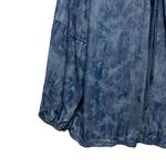 White House | Black Market  Womens Large Blue Tie Dye 3/4 Sleeve Lace Up Denim Top Photo 4