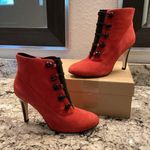 Ros Hommerson Red twiggy goth victorian Button ankle Booties suede boot heels 10 Photo 0