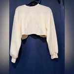 Anthropologie Elegant Cream Cropped Sweatshirt with Draped Front Photo 1