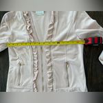 Lysse  Women’s Soft Pink Ruffle Zip Up Vegan Suede Cardigan Size S Photo 2