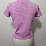 Nike Dri-FIT Magenta & White Striped V-Neck Cropped Tee Size Small Photo 3