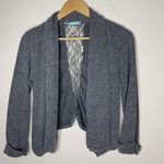 Maurice's Womens Medium Cardigan Long Cuffed Sleeve Open Front Lace Back Gray Photo 1