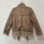 Commense Distressed Leather Fleece Aviator Jacket Photo 4