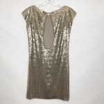 Alice + Olivia Gold Sequin Mini Dress Cap Sleeve Photo 5
