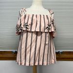 Loft  NWT Pink Striped Orchid Cold Shoulder Top Size XS Photo 3
