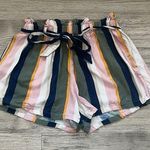 Hollister Y2K Striped High Rise Shorts with Elastic waist and belt tie Size S Photo 0