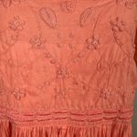 Fads Dress‎ Medium Orange Crinkle Embroidered Short Sleeve A Photo 3