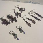 Women’s Lot Of 5 Dangle Costume Earrings Pierced Beaded Purple / Pink Mix Photo 8