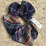 Aerie  Blue Plaid Christmas Holiday Flannel Sleep Scrunchie w Multicolor Accents Photo 2