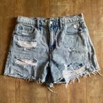 Cello Don’t Waste My Time Boutique Light Wash High Rise Distressed Jean Shorts M Photo 1