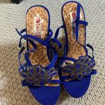 Two Lips Vintage Y2k Whimsygoth  Blue Floral Beaded Heels Photo 2