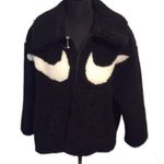 Nike Black Sherpa Jacket Womens Size Small S Collared Double Swoosh Photo 0