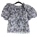 Hyacinth House Nadia Ruffle Blouse XS NWT Navy Floral Cotton Cottagecore Boho Blue Photo 0