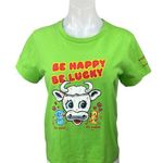 Marc Jacobs  Magda Archer Green Be Happy Be Lucky Short Sleeve Tee T-Shirt Top M Photo 0