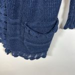 Ralph Lauren Lauren  Navy Blue Open Cardigan Womens Sz Medium 100% Linen Crotchet Photo 5