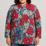 Afred Dunner women's cotton blend floral print zip up blazer jacket, size 16 Gray Photo 1