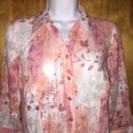 JM Collection Pink Floral  Button Down Shirt Size SP Photo 1