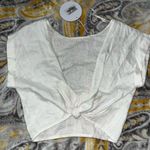 Oh Polly  white linen open back t shirt blouse size 6 Photo 1