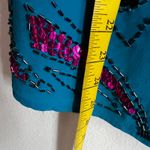 Blue‎ Sequin Tank Top, Y2K, Glam, Coquette, Party, Maximalist, Small, Vintage Photo 3