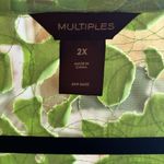 Multiples Tunic Top Womens 2X Green Sheer Textured Embroidered Lagenlook Blouse Photo 6